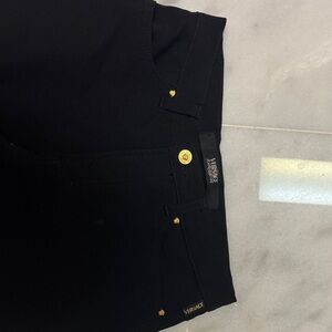 Versace Black Pants with Gold Versace buttons Details